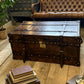 Chestnut Bridle Leather Coffee Table - Luxury Handmade English - Belted - hand Dyed