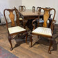 Large Burr Walnut Dining Table & Eight Queen Anne Style Chairsv
