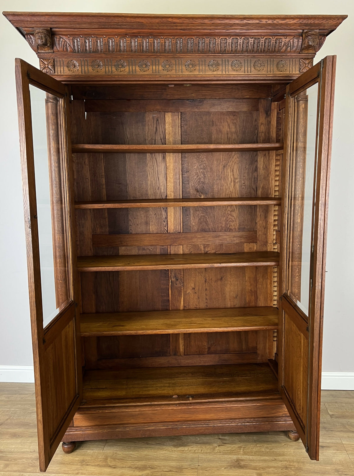 Bookcase Antique French Style Glazed Display Oak Cabinet Sideboard LOT 6513