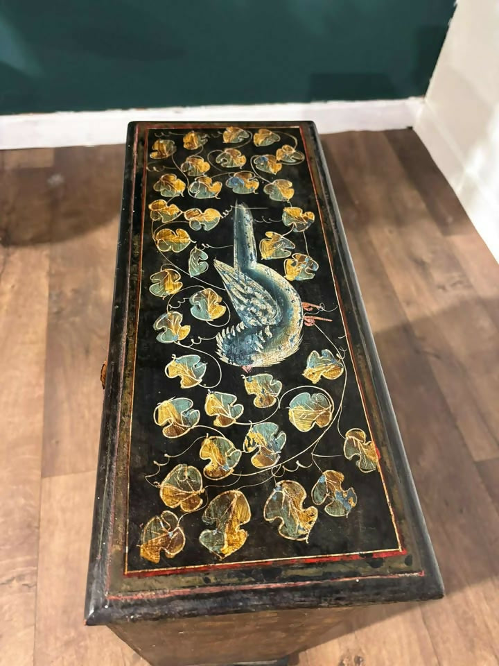Vintage Oriental Style Five Drawer Chest Decorated with Birdseee