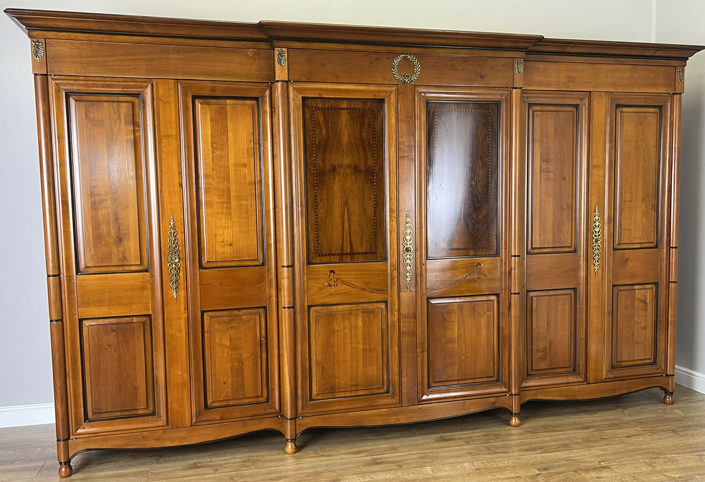 Wardrobe Vintage French Ehalt Six Door Carved Armoire Cabinet LOT 6112