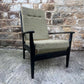 Retro Mid Century Chair | Textured Tweed Seat | Black Frame Armchair | Scandinavian Style Statement Chair