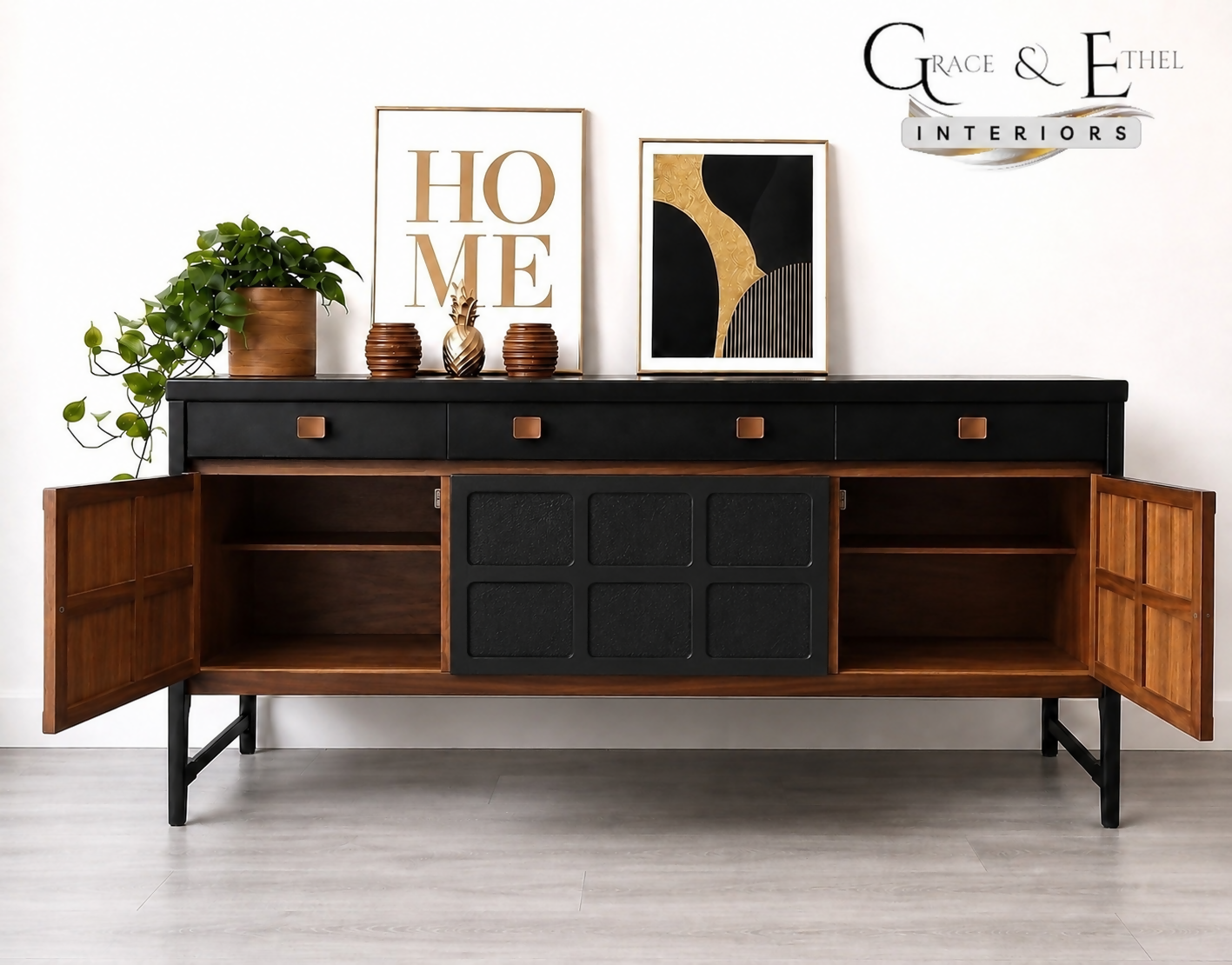 PAINT TO ORDER -Black Nathan sideboard, cocktail cabinet