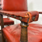 Vintage Set of Six Oak Framed Red Leather Dining Chairs