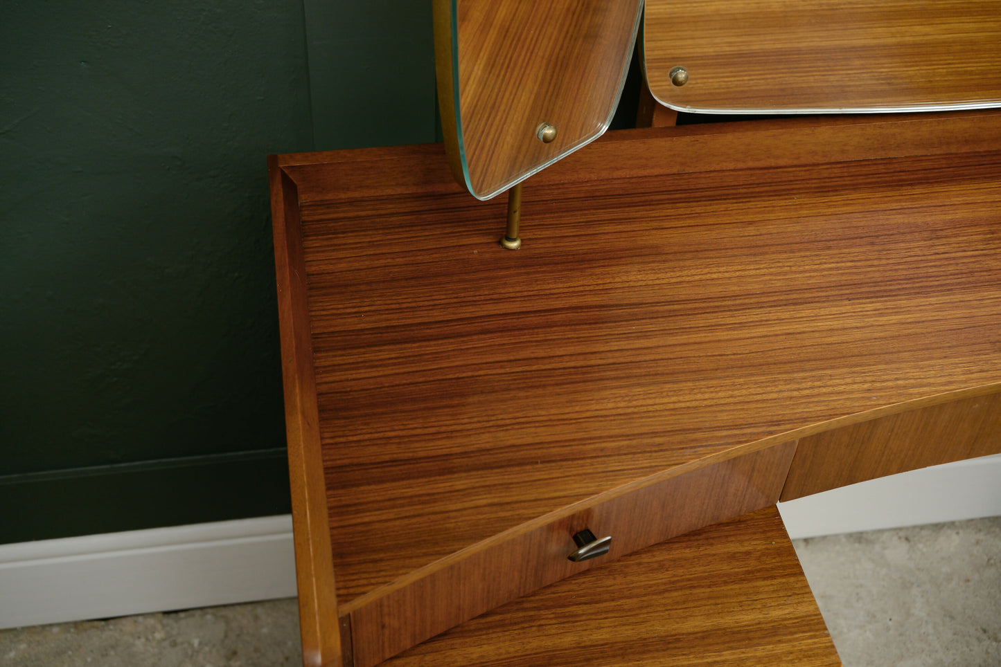 Mid Century Teak Dressing Table with Mirrors - Lebus Link - 1960s