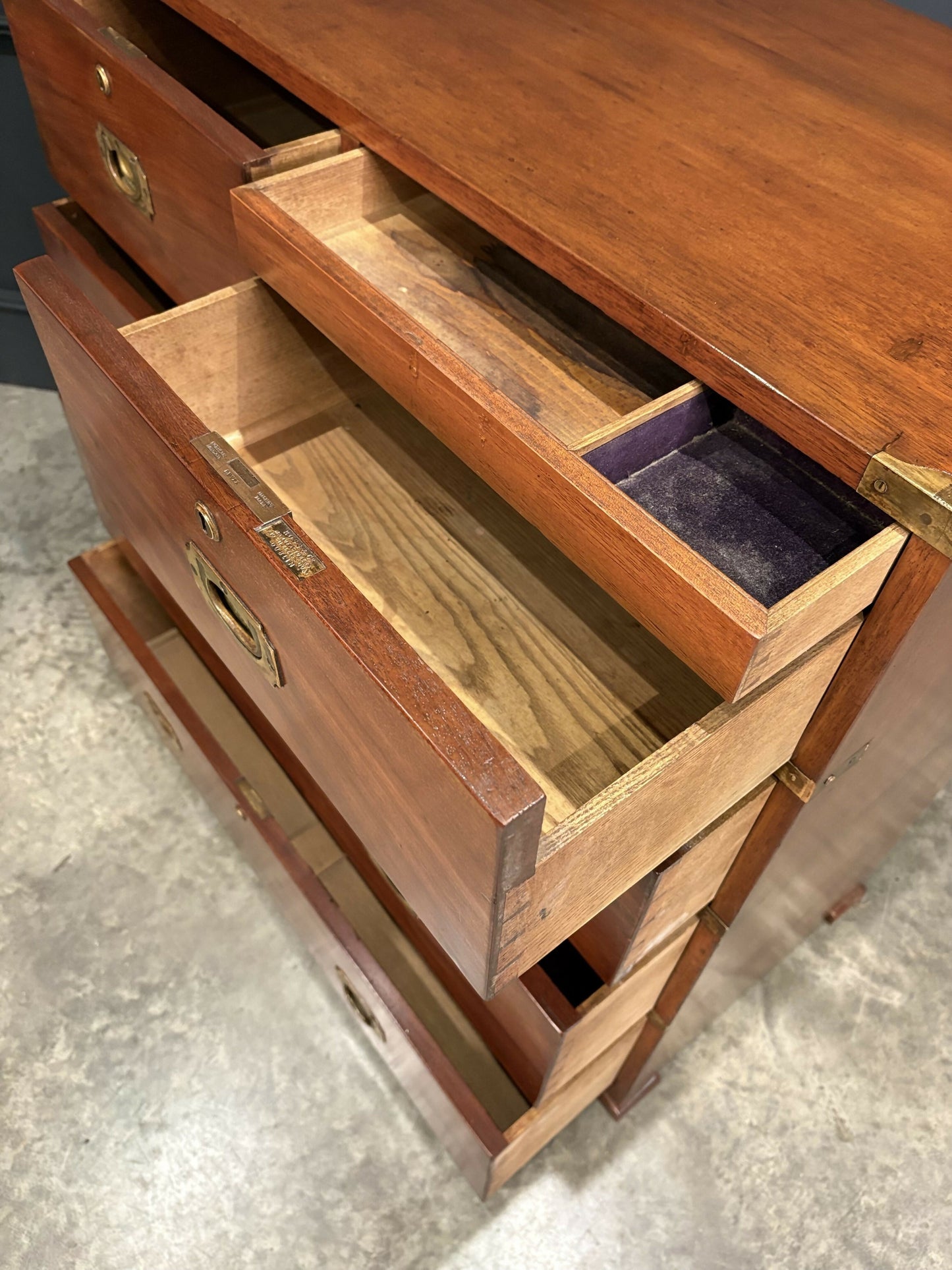 Mahogany Military Vintage Campaign Chest By Ross & Co.