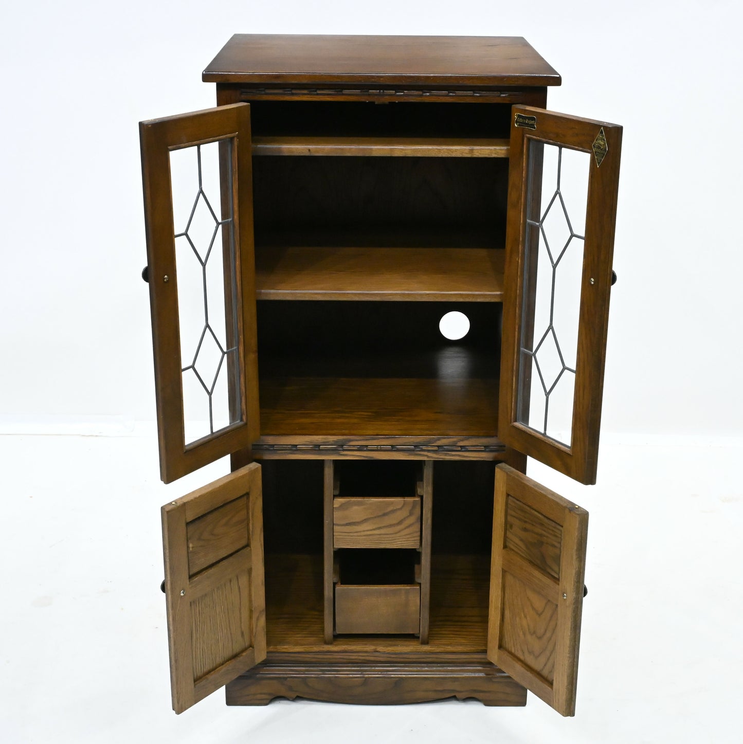 Old Charm Hi Fi/Record Cabinet 2 Adjustable Shelves Light Oak FREE UK Delivery*. SBR10189/1203E