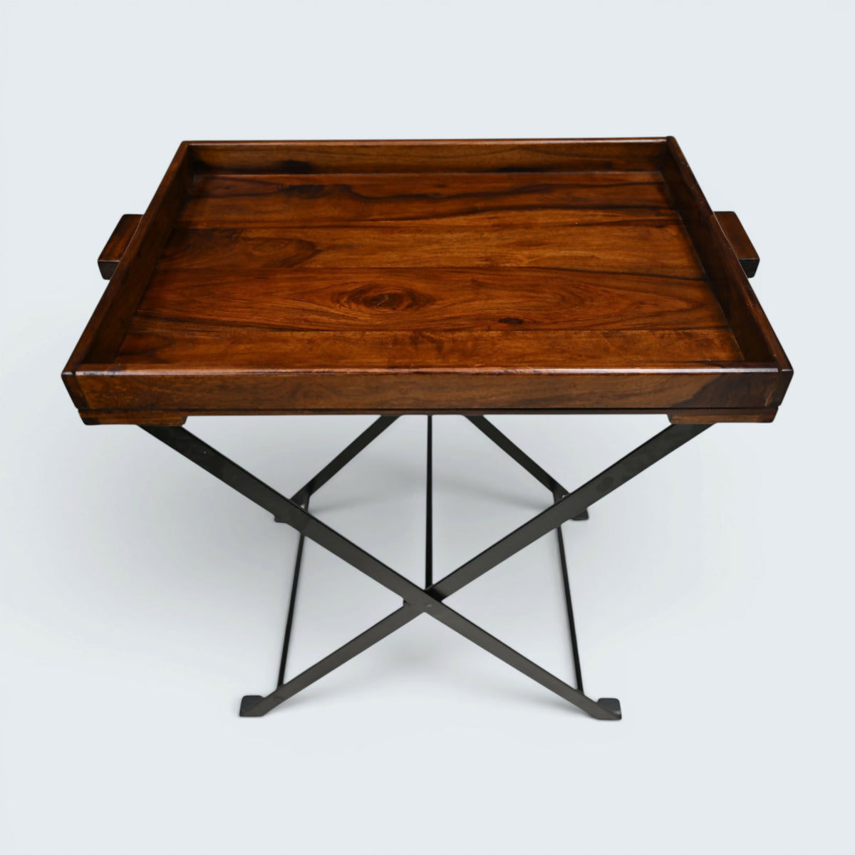 Mahogany Butlers Tray / Fold Away Side Table Iron Frame with FREE UK Delivery*