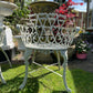 White Love Seat Patio Set with Bench in Pebble Grey
