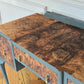 Vintage Art Deco dark green Walnut Burr Wood Desk Writing Table