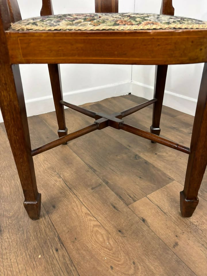 Edwardian Inlaid Mahogany Corner Chair