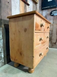 Antique Mid Victorian Pine Two over Two Chest of Drawers, c1850