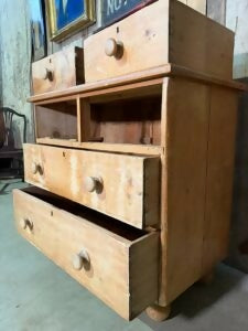 Antique Mid Victorian Pine Two over Two Chest of Drawers, c1850
