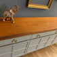 Farrow & balls “Pigeon” Vintage Nathan sideboard with naked top
