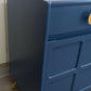 Midcentury Retro Nathan Squares Sideboard. Blue Yellow Painted Upcycled TV Cabinet Commission Piece