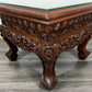 Plant Stand Chinese Mahogany Hand Carved Design Glass Top Coffee Table LOT 24327