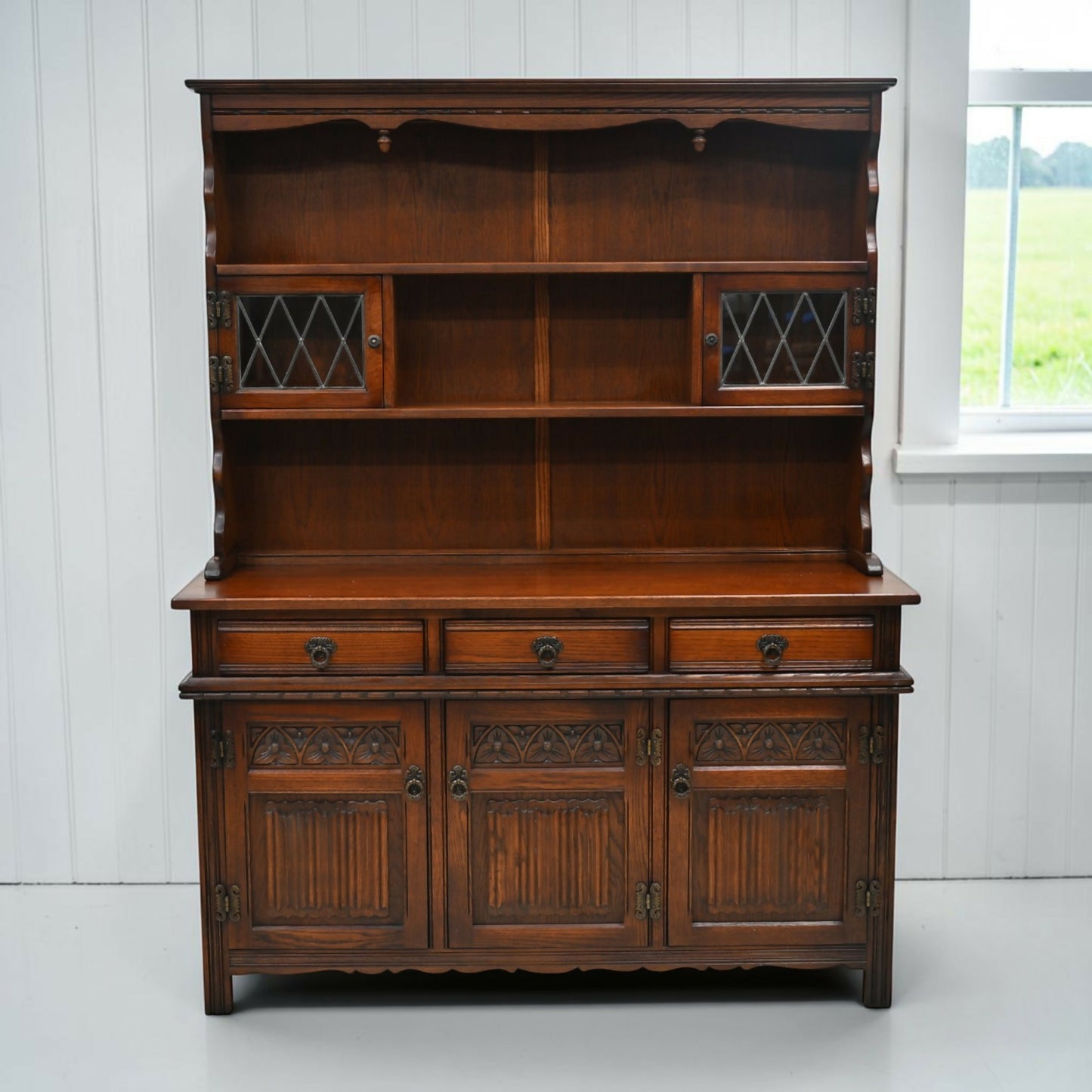 Old Charm Oak Dresser In Tudor Brown 4ft 6" Wide Door & Drawer FREE UK* Delivery