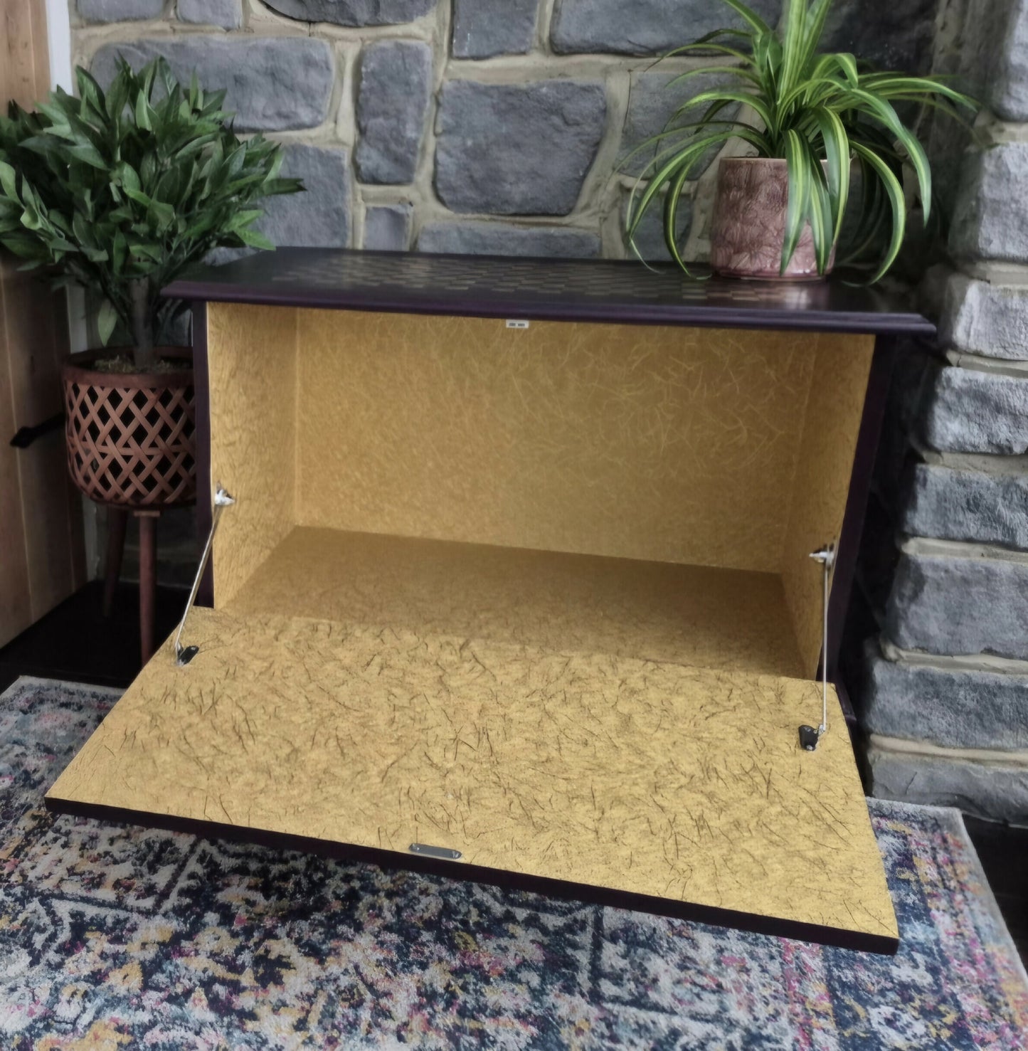 Vintage Hand Painted Shoe Cupboard - Upcycled Entryway Storage - Statement Hallway Piece