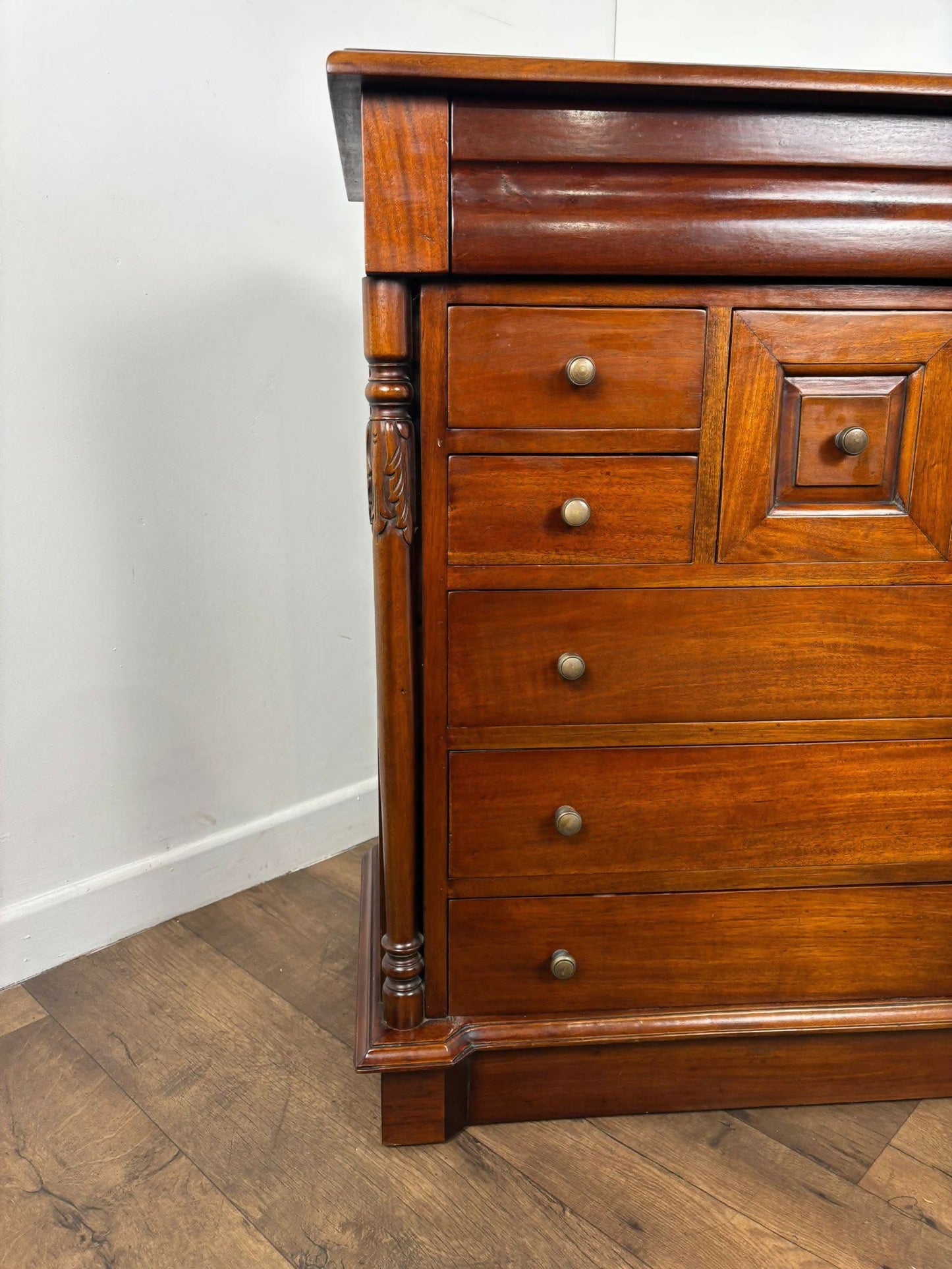 Reproduction Victorian Style Mahogany Chest of Nine Drawers