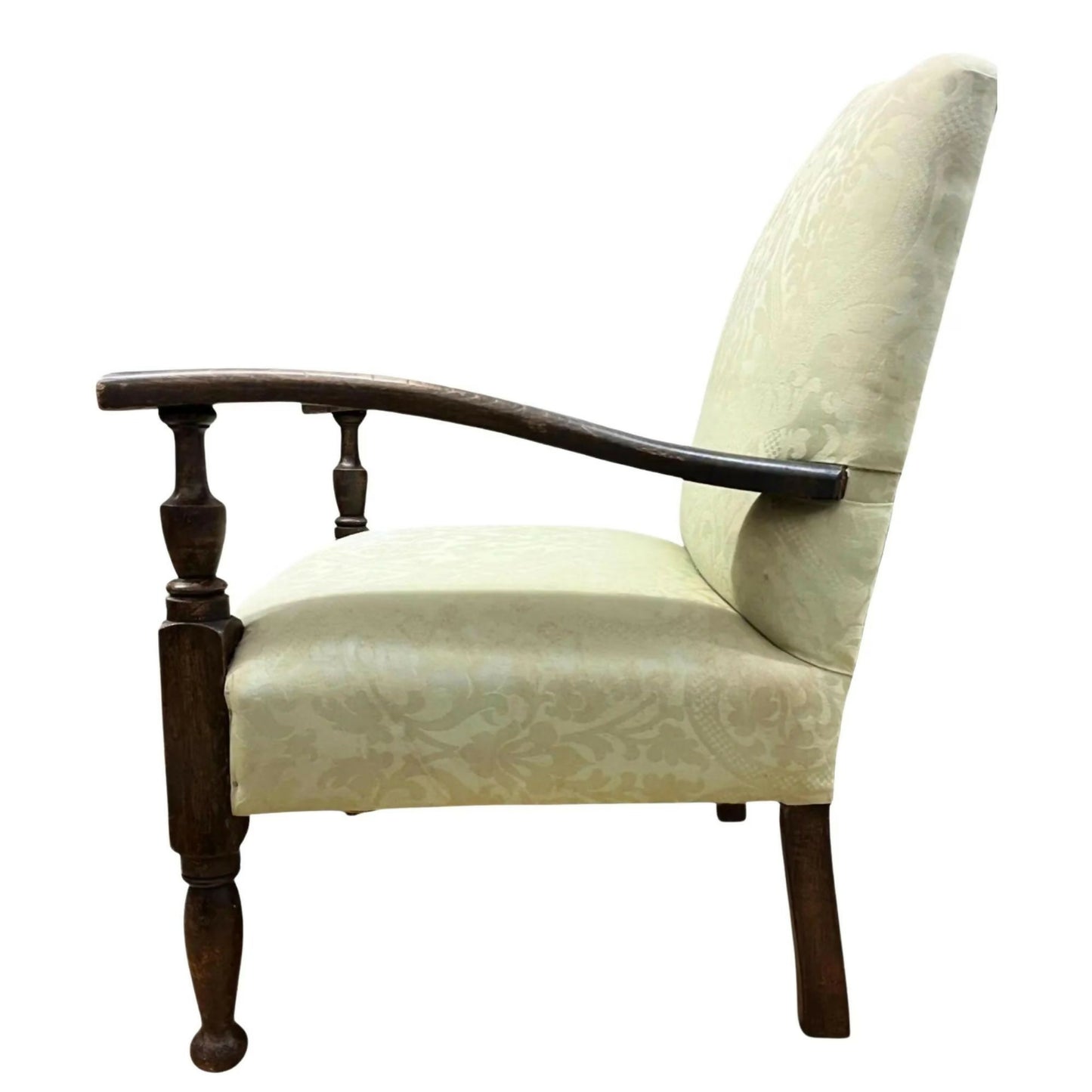 Antique Oak Armchair for Bedroom Upholstered Accent Chair c.1910