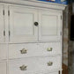 Antique Large Victorian Estate Housekeeper Painted Pine Sliding Door Drawers Cupboard, c.1870