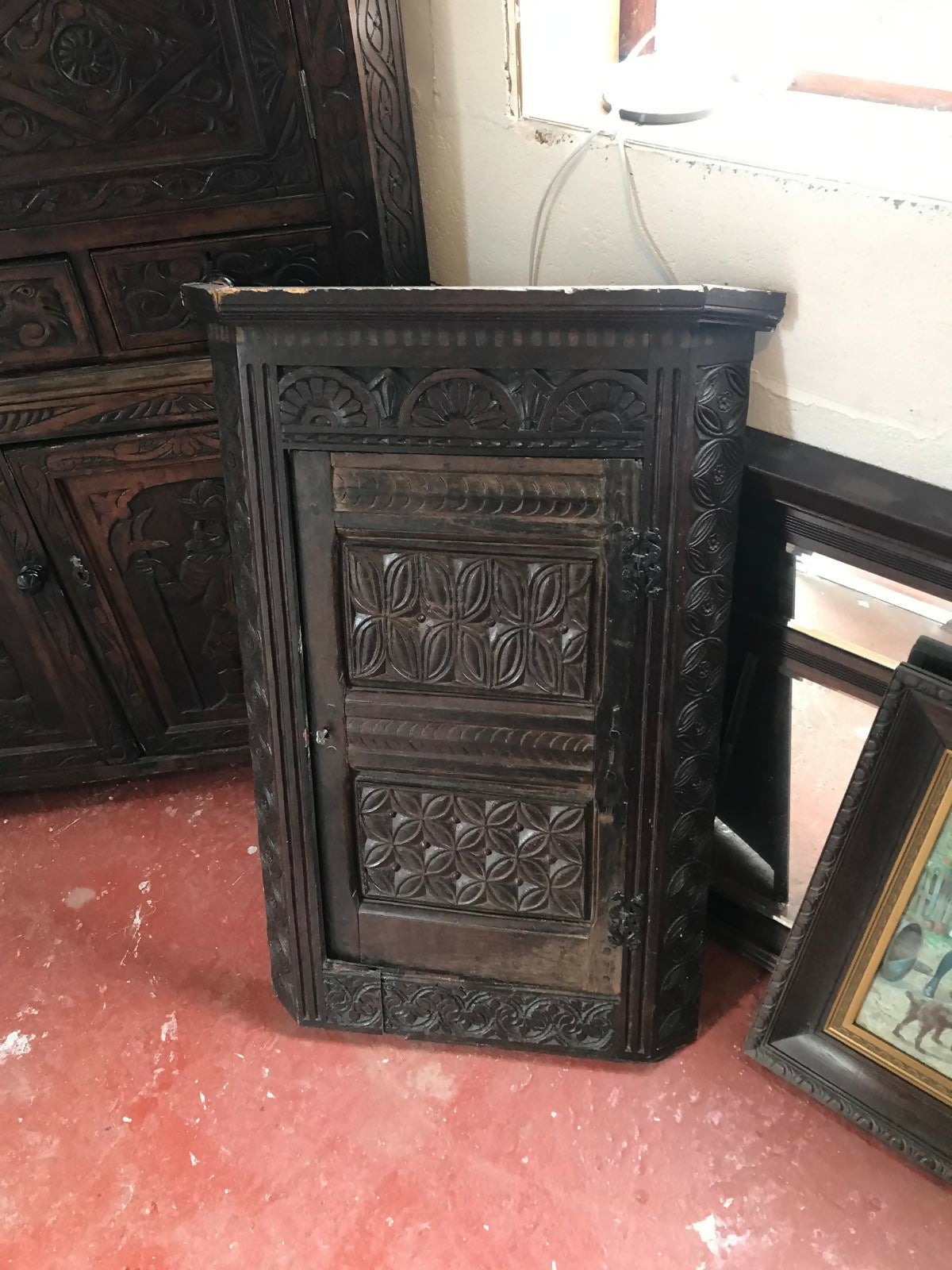 Heavily Carved Gothic Oak Cabinet Door