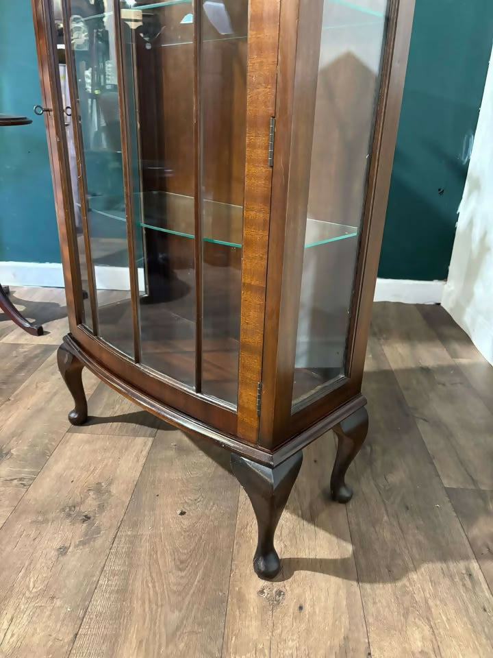 Vintage Mahogany Bow Front Display Cabinetc