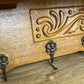 Coat Rack Vintage French Carved Oak Wall Mounted 6 Hooks Rack Hanger LOT 6366