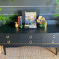 Sideboard With Drawers, TV Cabinet, Black Low And Wide, Mid Century.