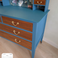 Chest of Drawers with Oval Mirror Antique Solid Wood & Painted with Botanical Drawer Interiors One of a Kind Statement Piece