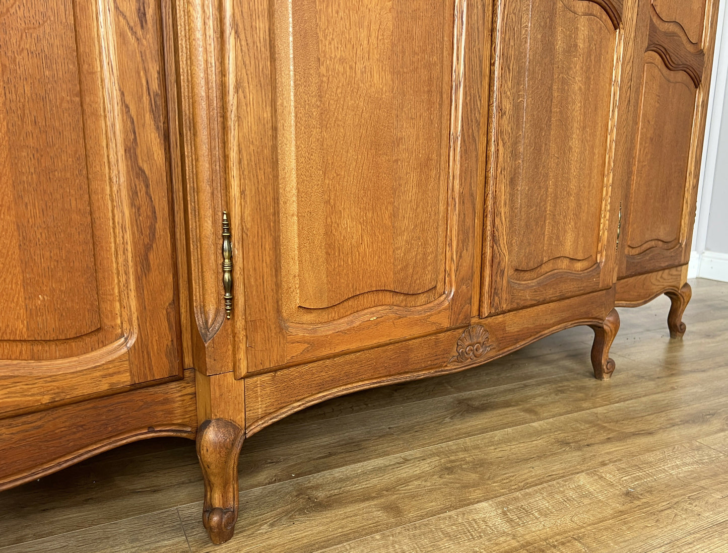 Wardrobe Vintage French Louis XVI Style Oak Four Door Carved Armoire LOT 6399