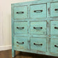 Vintage Indian Reclaimed Rustic Sideboard With 18 Drawers - In Duck Egg Blue