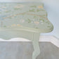 Pale green decoupaged console table, one drawer