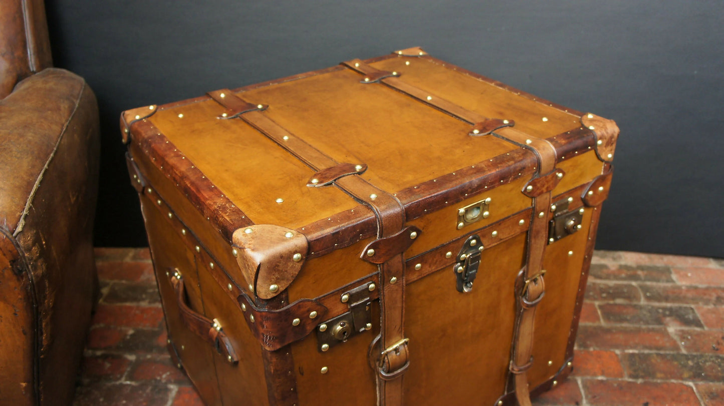 Handmade English Large Belted Occasional Side table Trunk