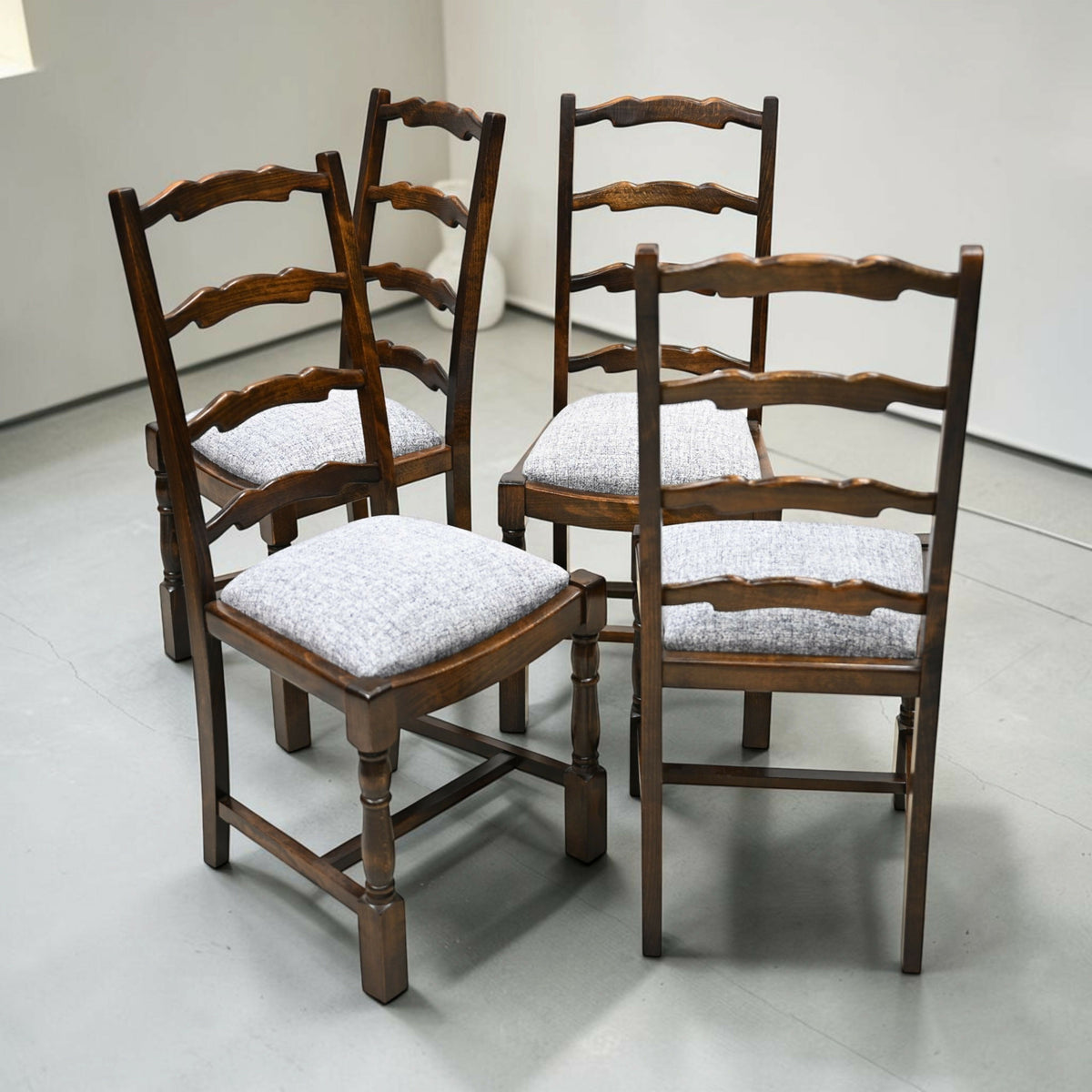 4 Webber Ladderback Dining Chairs with Grey Cushion Pads FREE UK Delivery*