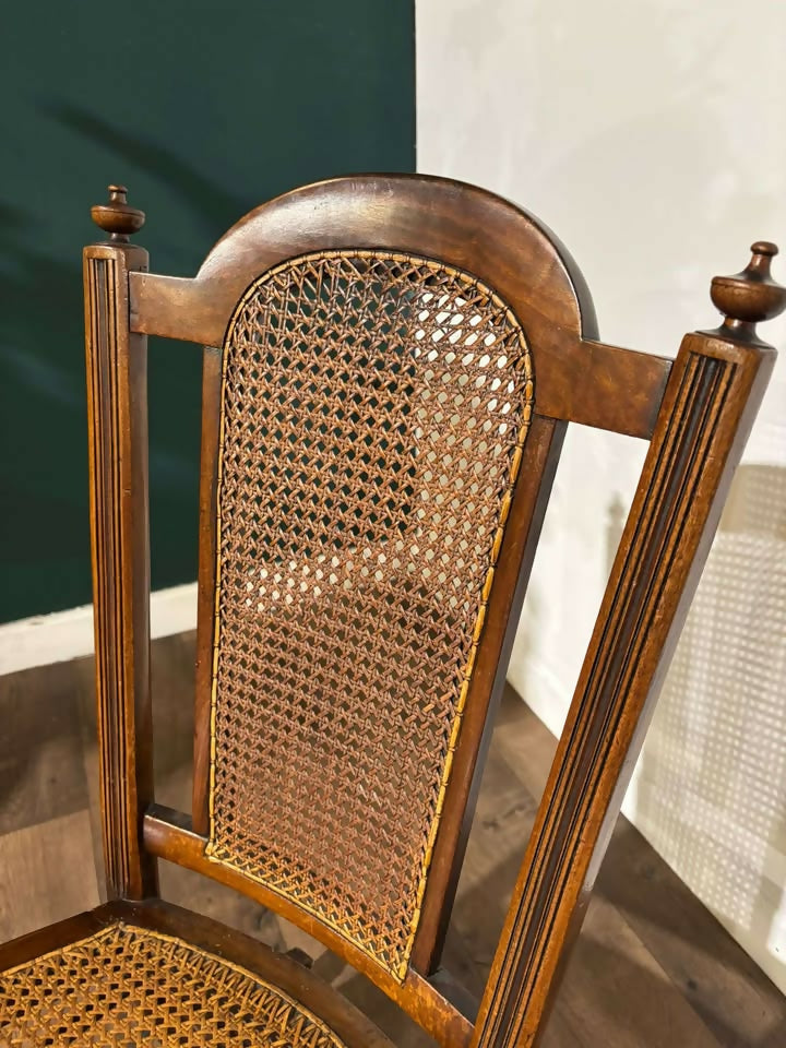 Edwardian Mahogany Rocking Chair with Berge Style Seat & Back Panelv