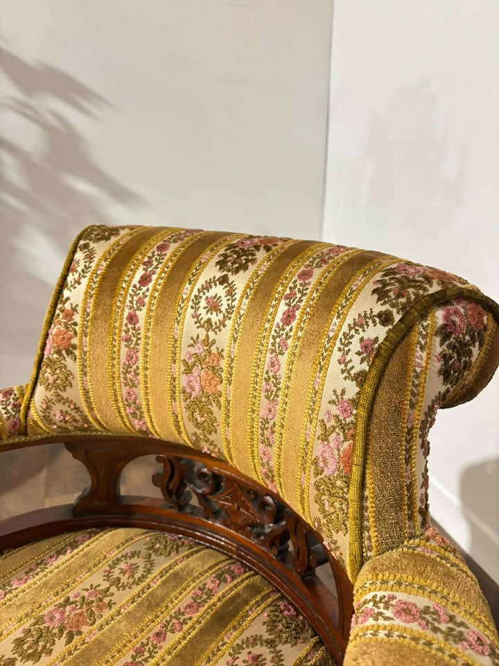 Edwardian Upholstered Walnut Tub Chair