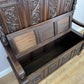 Monks Bench Antique French Style Oak Storage Hall Seat Coffee Bench LOT 6298