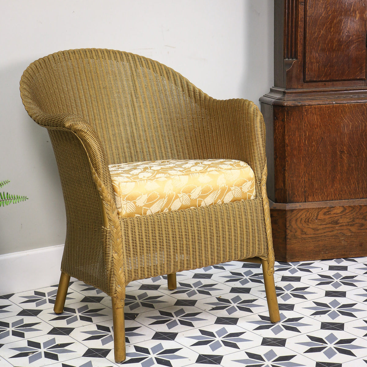 Lloyd Loom Lusty Woven Chair 1950s with Rare Sprung Seat