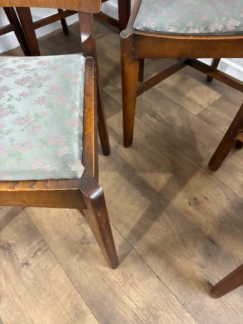 Vintage Oak Set Of Six Dining Chairs