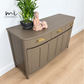 Refinished minimalist neutral taupe brown Nathan sideboard, mid century modern, tv stand, media unit, teak drinks cabinet, cocktail, console