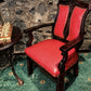 Individual Victorian Arts & Crafts Red Leather Carver Chairs, Carved Oak X6 Available