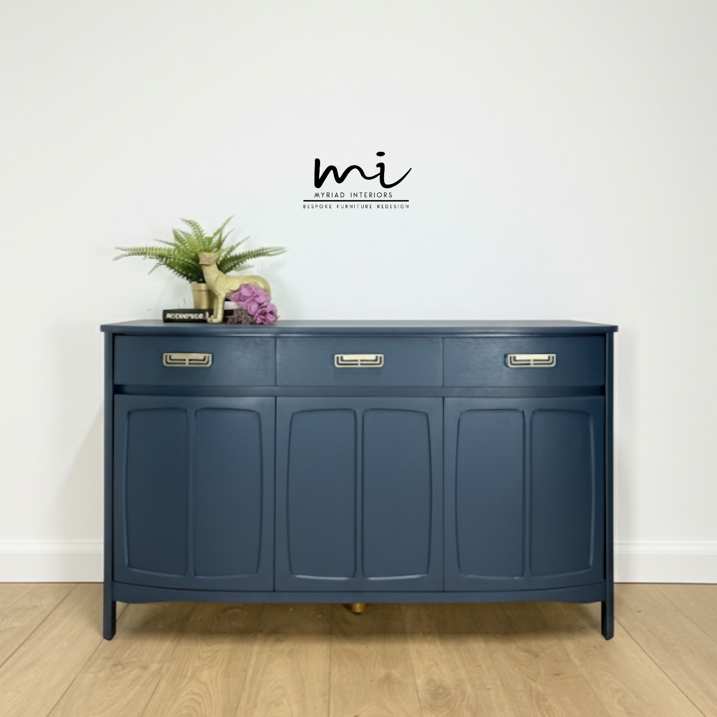 Refinished navy blue Nathan sideboard, mid century modern, tv stand, media unit, teak, drinks cabinet
