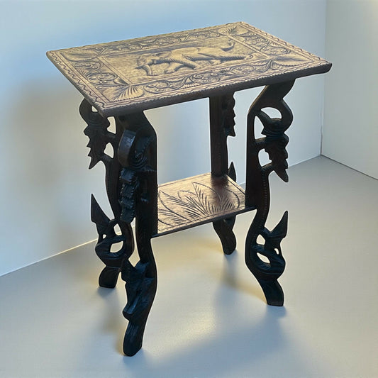 Antique Anglo Asian Ebonised Elephant side table