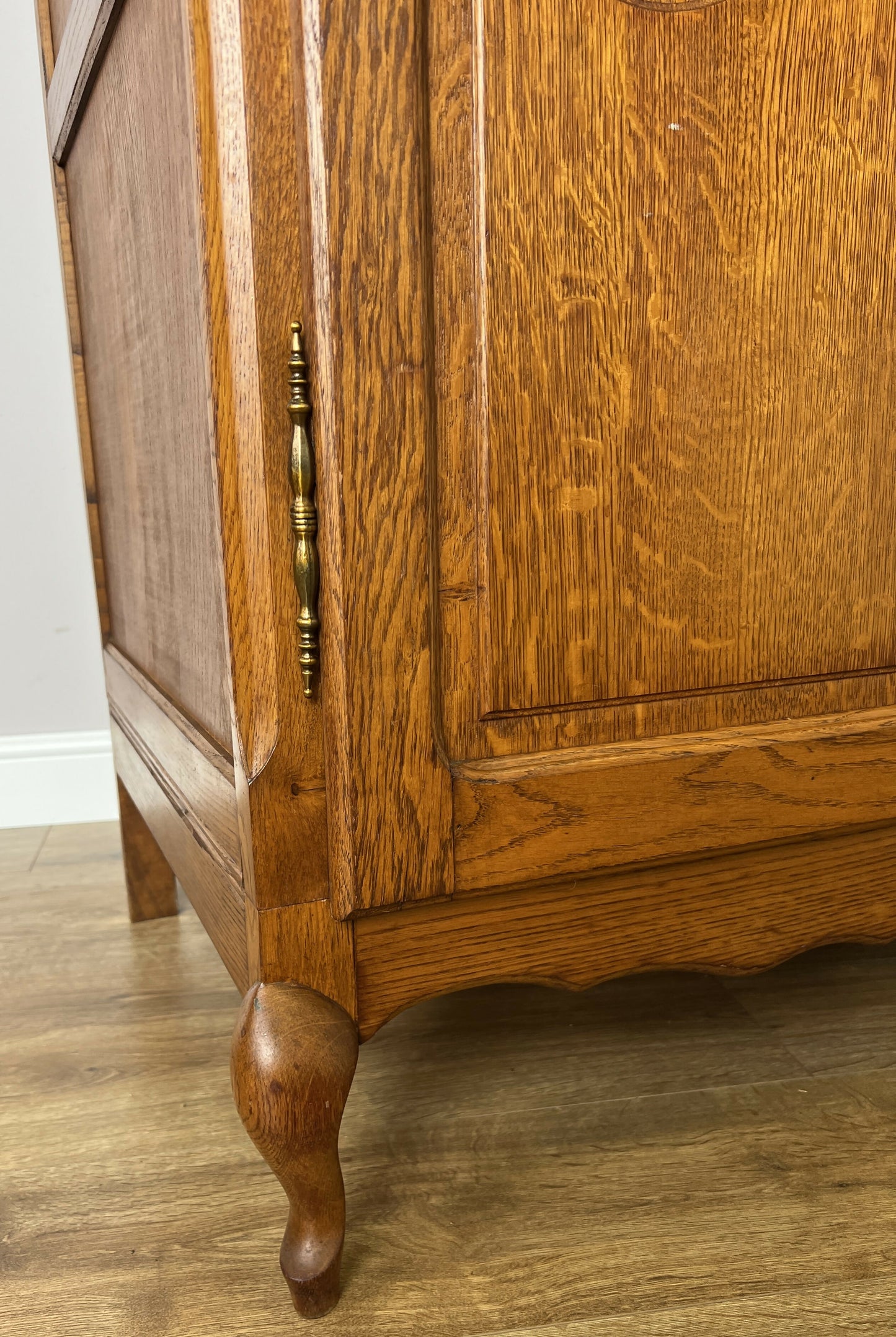 Wardrobe Vintage French Louis XVI Style Oak Two Door Carved Armoire LOT 6493