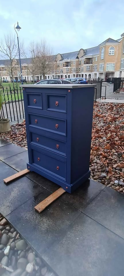 Tall Blue Chest of Drawers