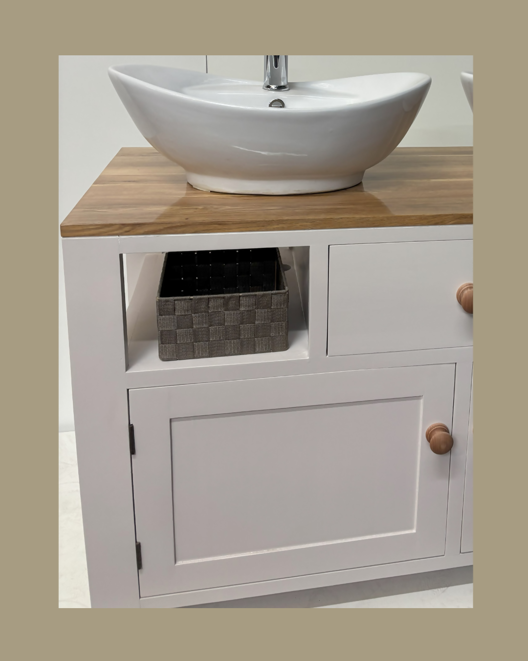 Double Sink Vanity Unit, Sprayed Oak