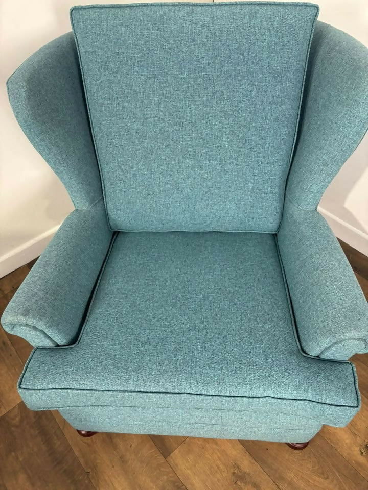 Contemporary Teal Wing Back Armchair