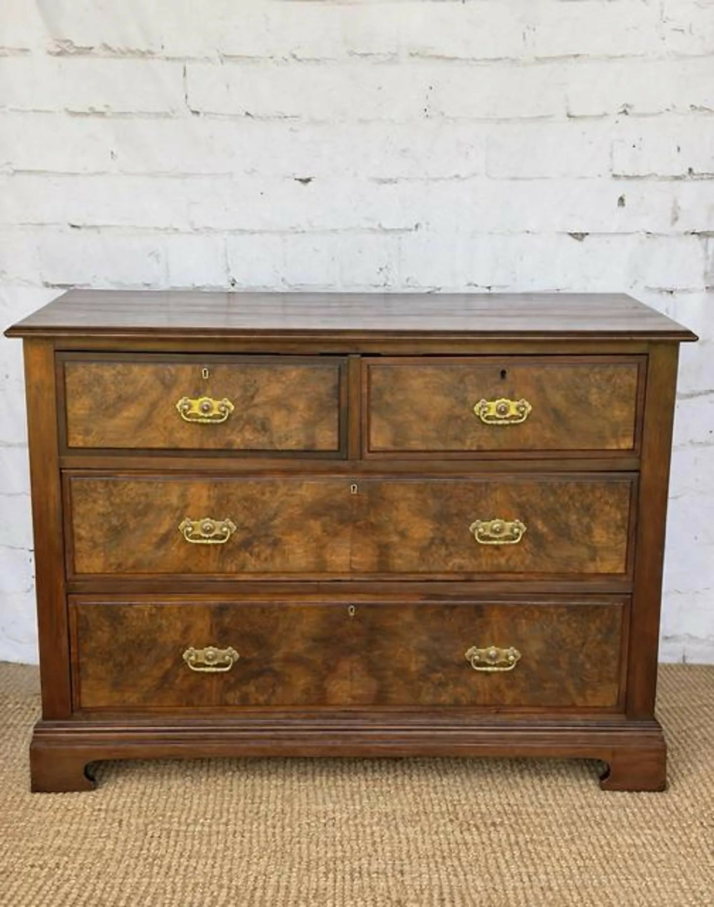 Vintage Georgian Burr Walnut Chest Of Drawers | Walnut Chest | English Country Furniture