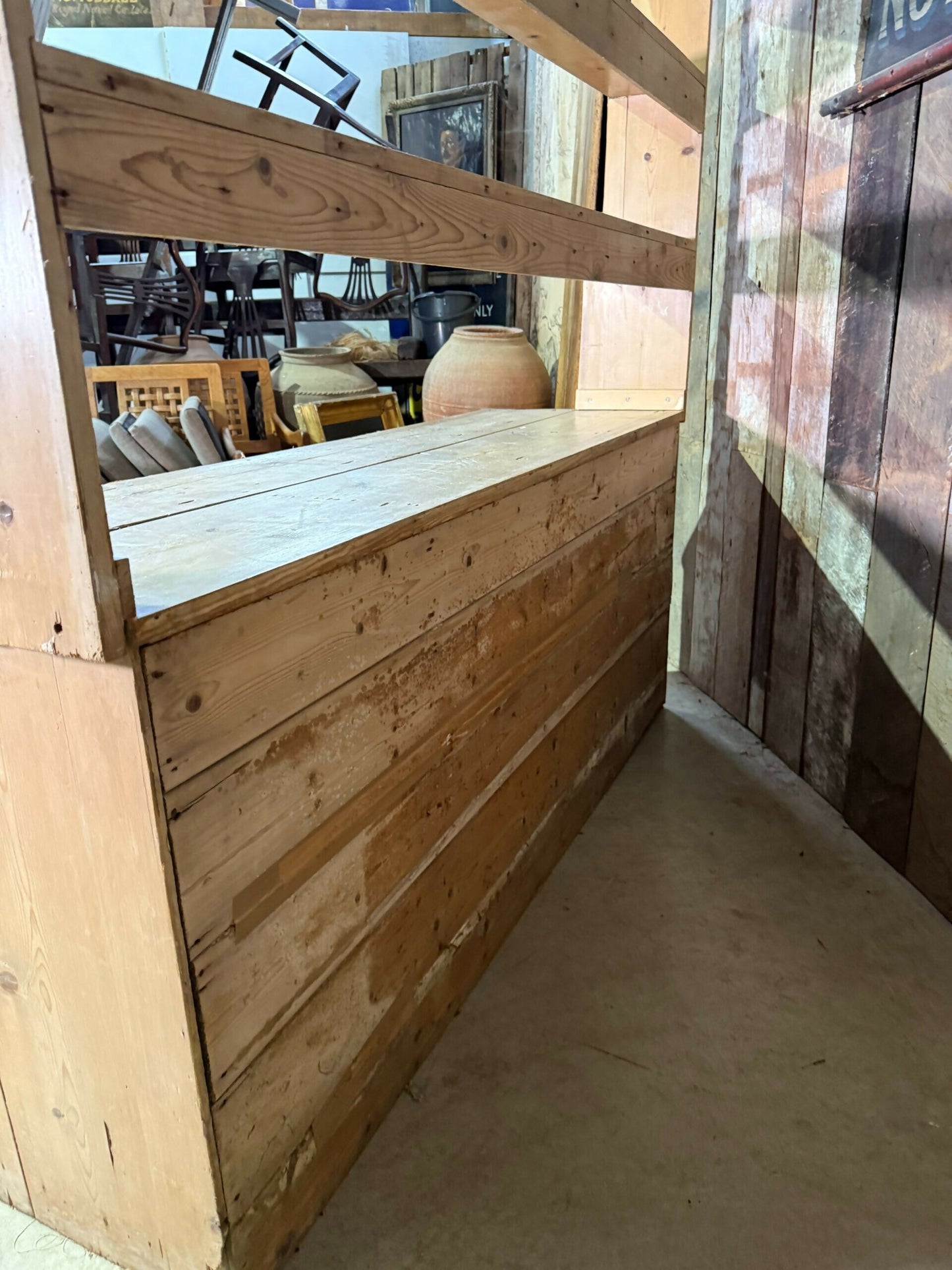 Antique Late Victorian English Pine Kitchen Dresser Shelves Housekeeper Cupboard, c.1870